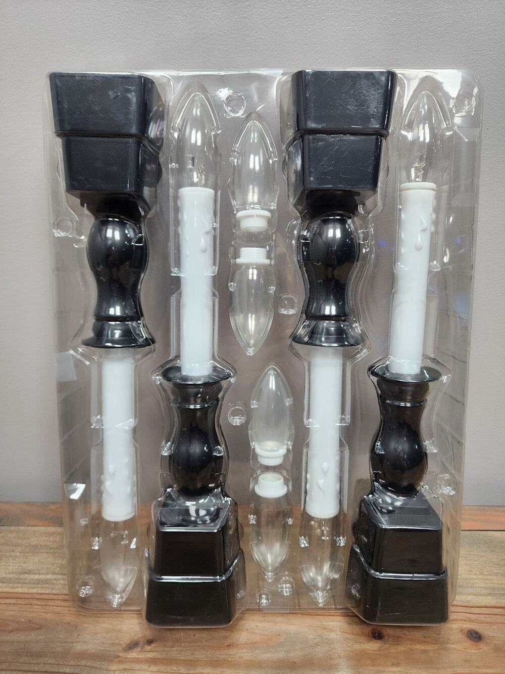 Bethlehem Lights Set Of 4 Premium Cordless Window Candles White & Black NWOB